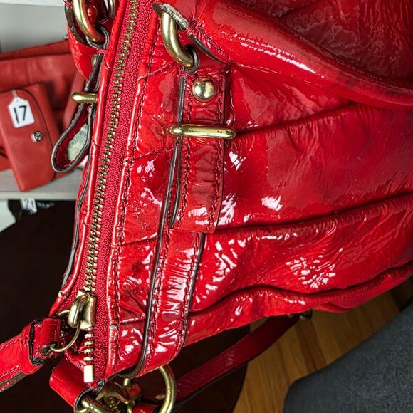 Coach Large Red Patent Leather Satchel/Tote - Picture 17 of 17